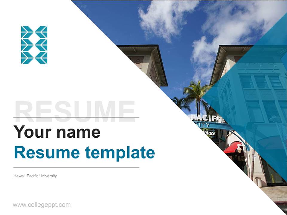 Hawaii Pacific University Resume PPT Template4:3 ratio PPT effect preview image5