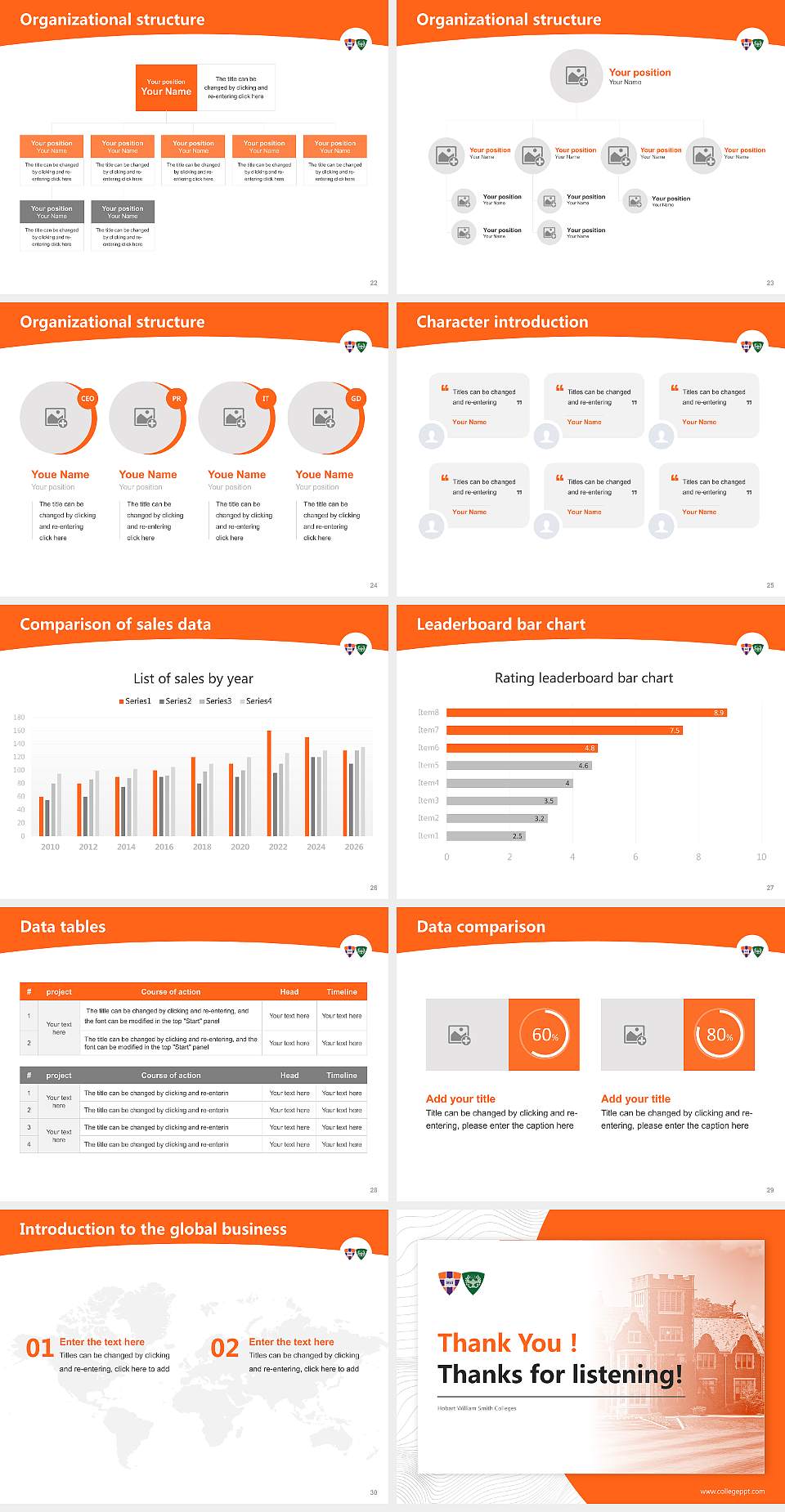 Hobart William Smith Colleges Academic Presentation/Research Findings Report PPT Template4:3 ratio PPT effect preview image4