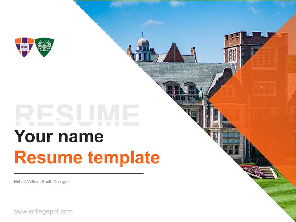 Hobart William Smith Colleges Resume PPT Template4:3 ratio PPT effect preview image5
