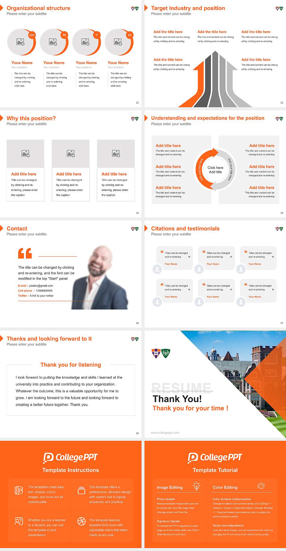 Hobart William Smith Colleges Resume PPT Template4:3 ratio PPT effect preview image4