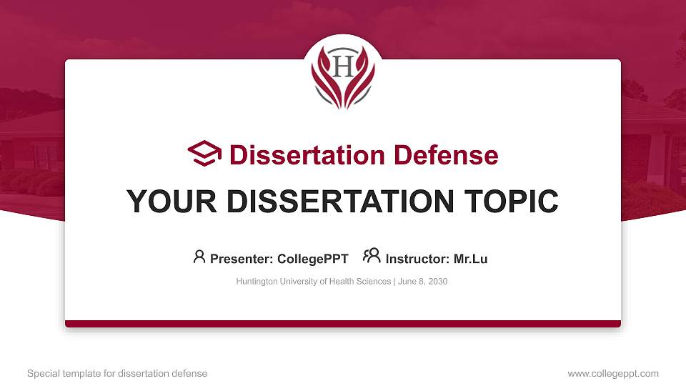 Huntington University of Health Sciences Graduation Thesis Defense PPT Template16:9 ratio PPT effect preview image