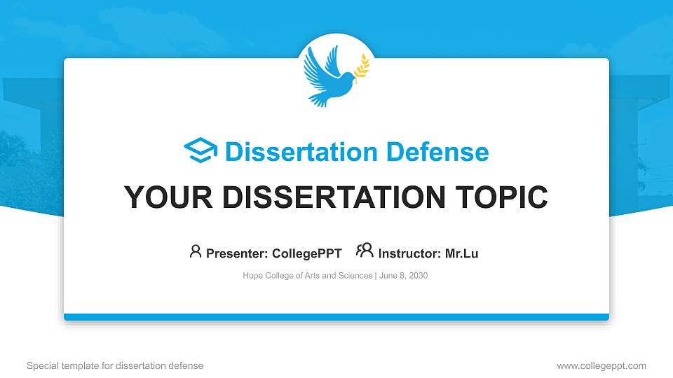 Hope College of Arts and Sciences Graduation Thesis Defense PPT Template16:9 ratio PPT effect preview image