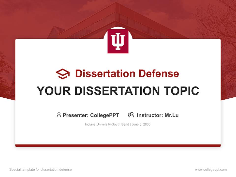Indiana University-South Bend Graduation Thesis Defense PPT Template4:3 ratio PPT effect preview image7