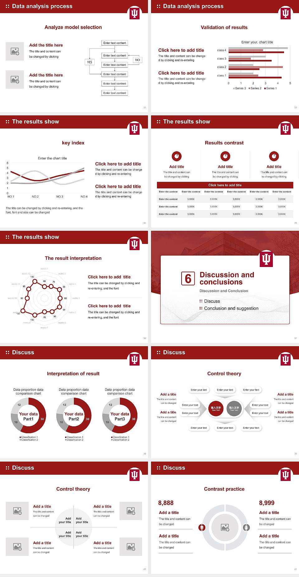 Indiana University-South Bend Graduation Thesis Defense PPT Template4:3 ratio PPT effect preview image5