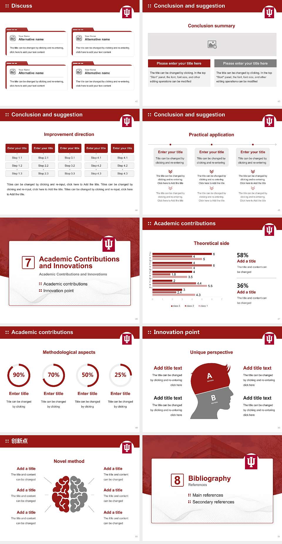 Indiana University-South Bend Graduation Thesis Defense PPT Template4:3 ratio PPT effect preview image6
