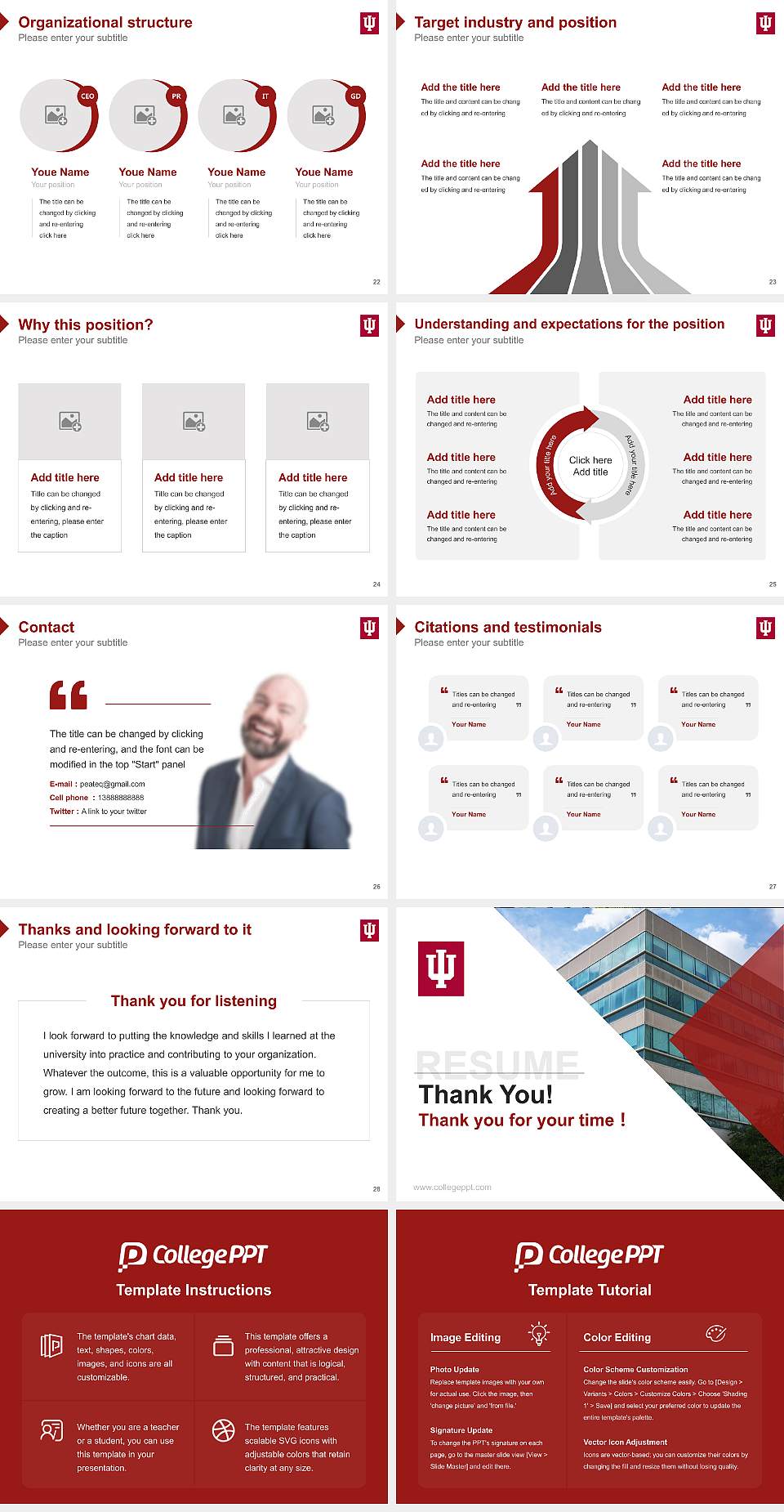 Indiana University-South Bend Resume PPT Template4:3 ratio PPT effect preview image4