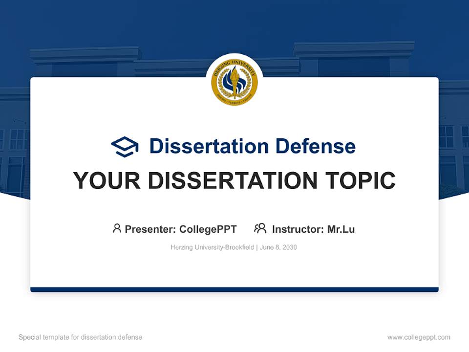 Herzing University-Brookfield Graduation Thesis Defense PPT Template4:3 ratio PPT effect preview image7
