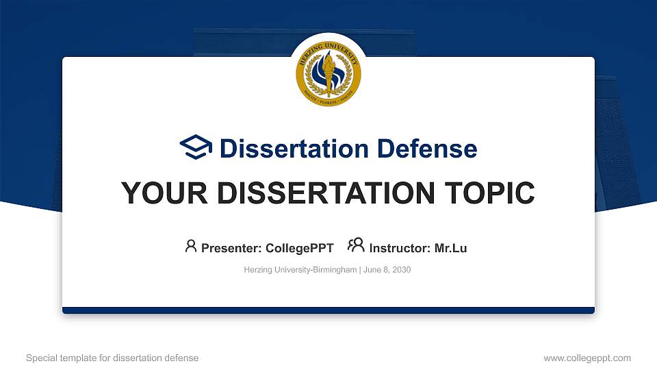 Herzing University-Birmingham Graduation Thesis Defense PPT Template16:9 ratio PPT effect preview image