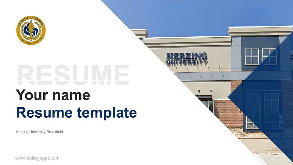 Herzing University-Brookfield Resume PPT Template16:9 ratio PPT effect preview image