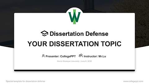 Illinois Wesleyan University Graduation Thesis Defense PPT Template