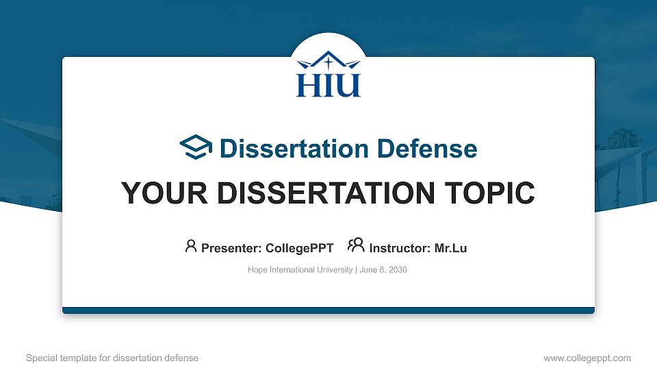 Hope International University Graduation Thesis Defense PPT Template16:9 ratio PPT effect preview image