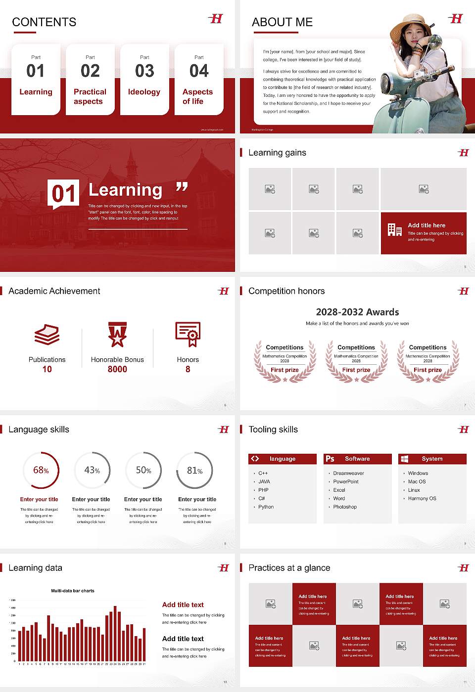 Huntingdon College National Scholarship Defense PPT Template16:9 ratio PPT effect preview image2