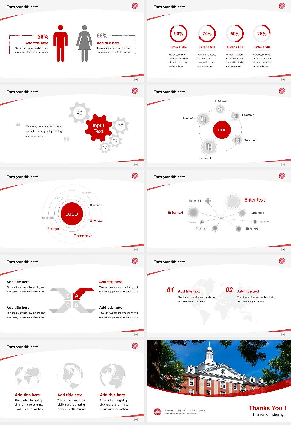 Illinois State University Course/Courseware Creation PPT Template16:9 ratio PPT effect preview image4