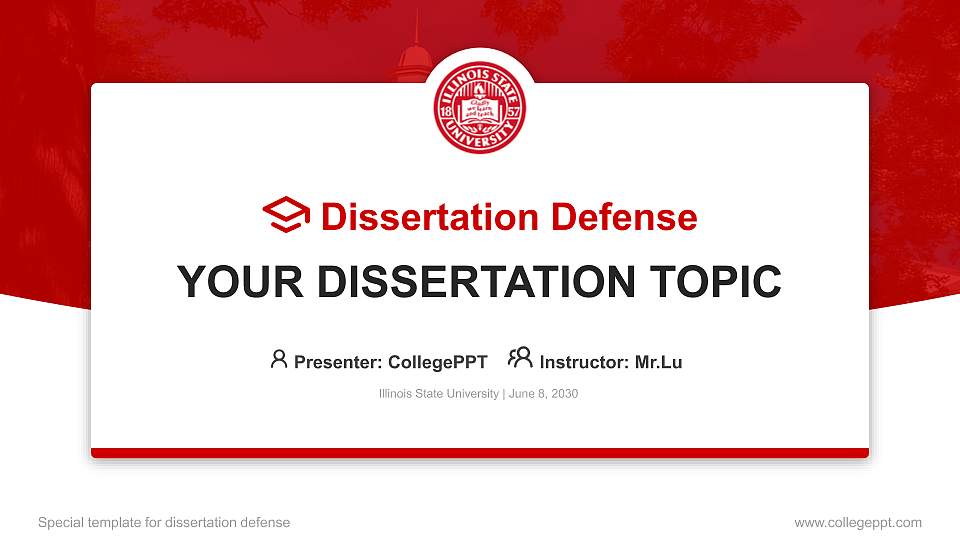 Illinois State University Graduation Thesis Defense PPT Template16:9 ratio PPT effect preview image