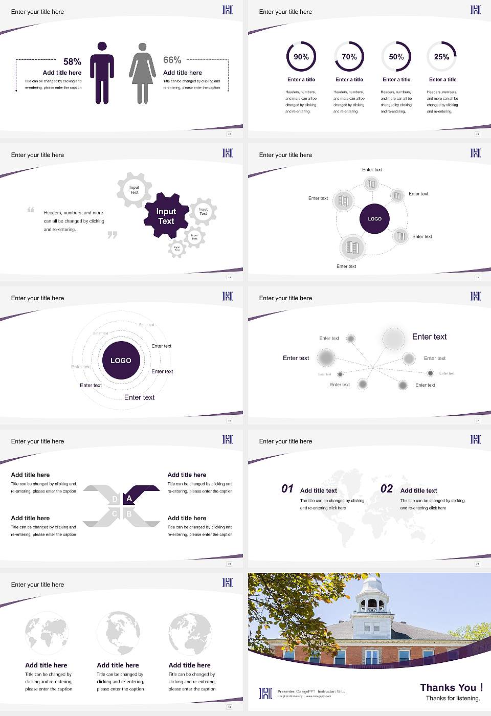Houghton University Course/Courseware Creation PPT Template16:9 ratio PPT effect preview image4
