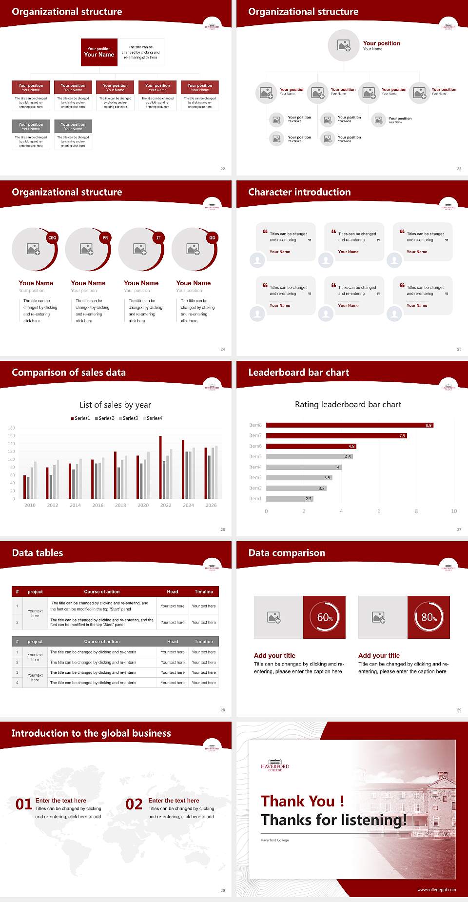 Haverford College Academic Presentation/Research Findings Report PPT Template4:3 ratio PPT effect preview image4