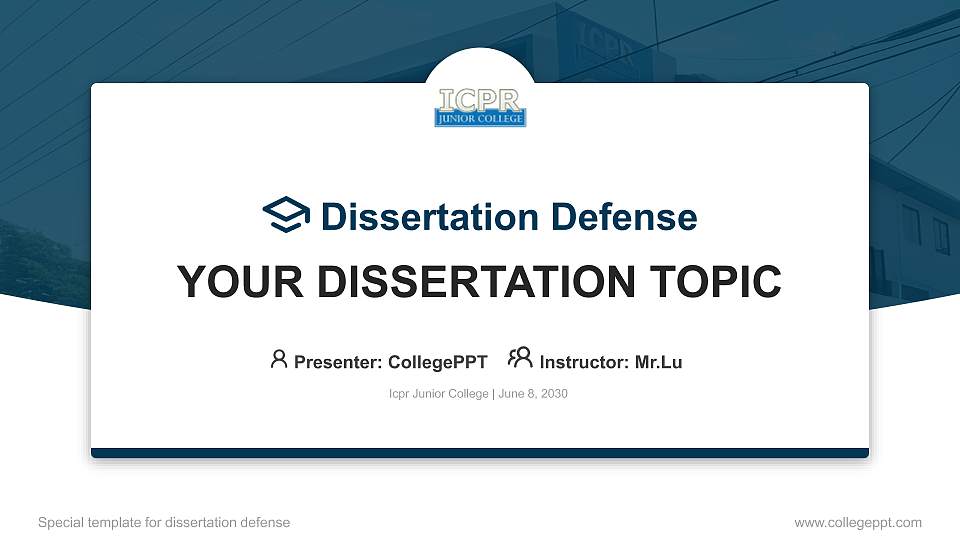Icpr Junior College Graduation Thesis Defense PPT Template16:9 ratio PPT effect preview image