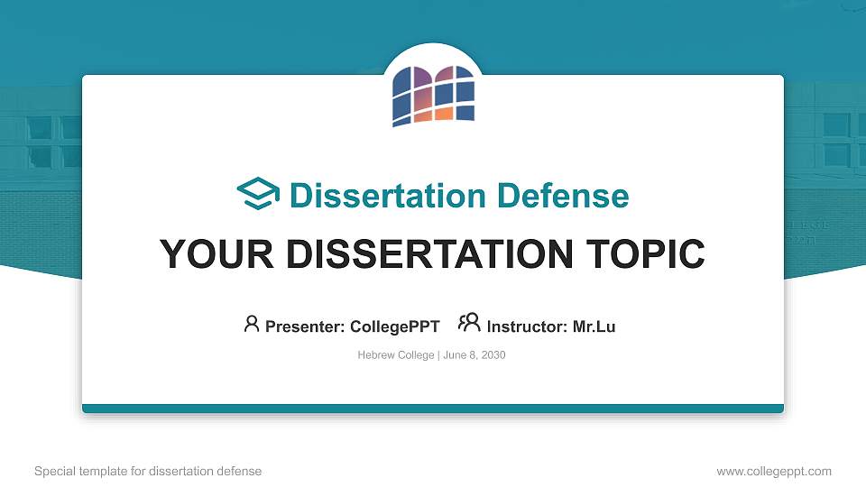 Hebrew College Graduation Thesis Defense PPT Template16:9 ratio PPT effect preview image