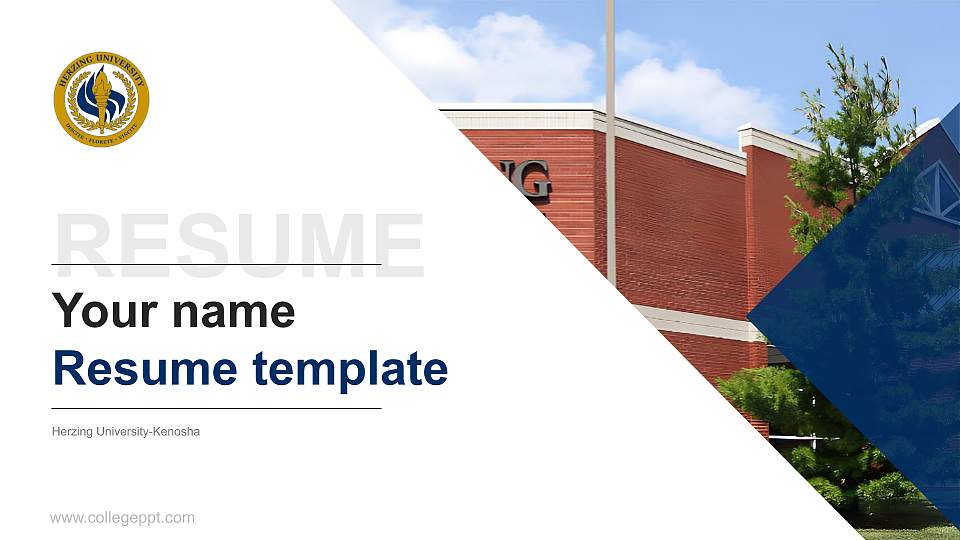 Herzing University-Kenosha Resume PPT Template16:9 ratio PPT effect preview image
