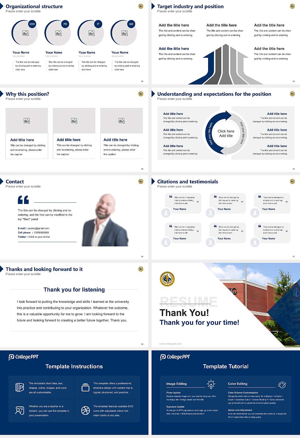 Herzing University-Kenosha Resume PPT Template16:9 ratio PPT effect preview image4