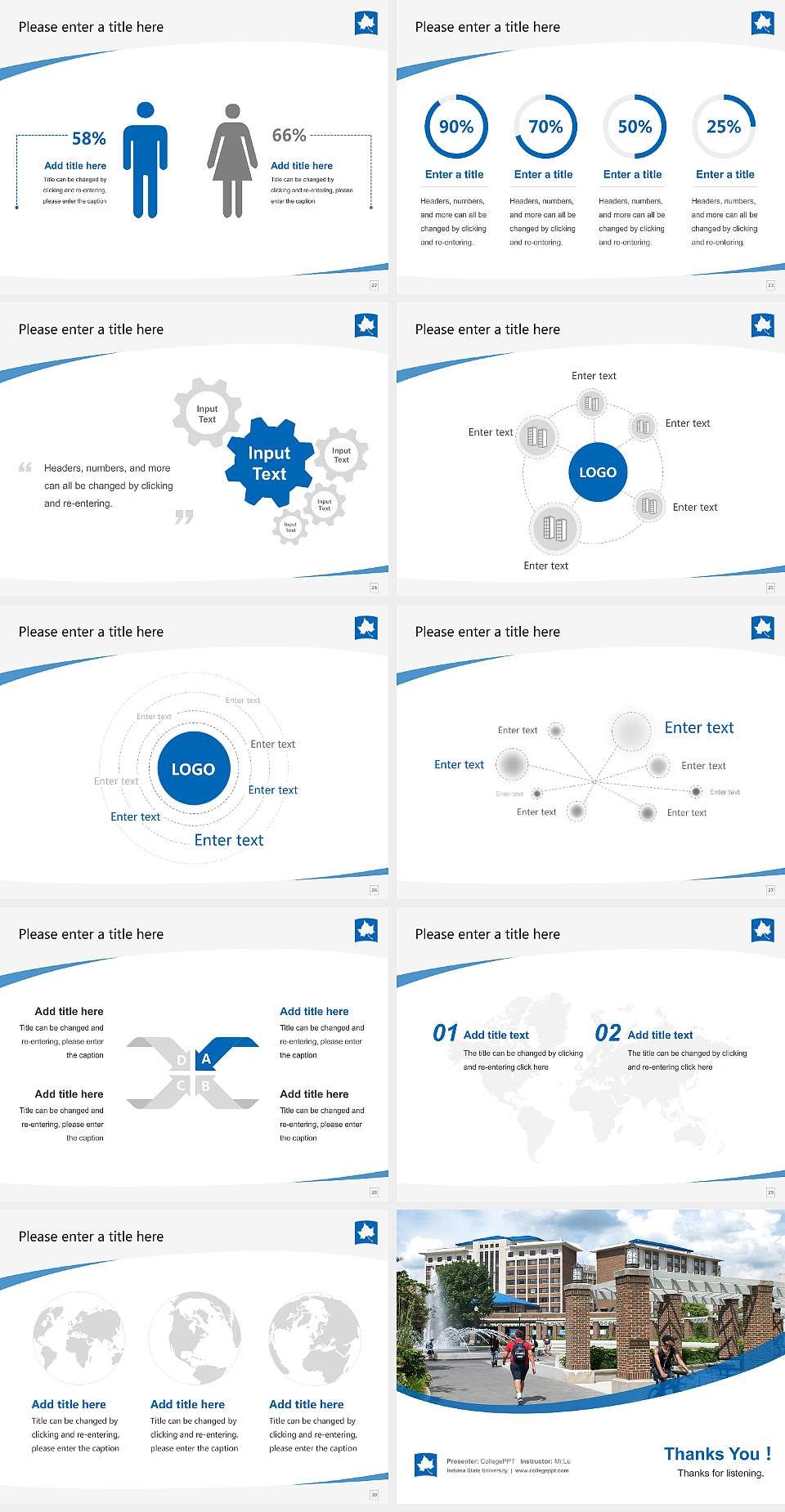 Indiana State University Course/Courseware Creation PPT Template4:3 ratio PPT effect preview image4