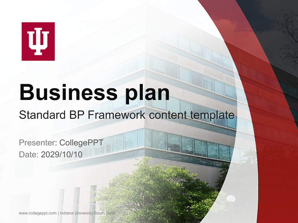 Indiana University-South Bend Competition/Entrepreneurship Contest PPT Template4:3 ratio PPT effect preview image9