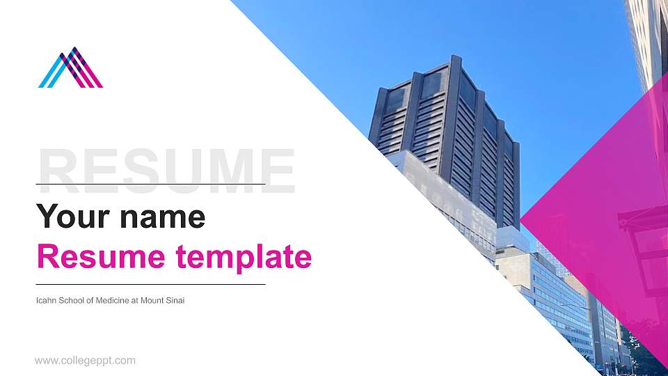 Icahn School of Medicine at Mount Sinai Resume PPT Template16:9 ratio PPT effect preview image