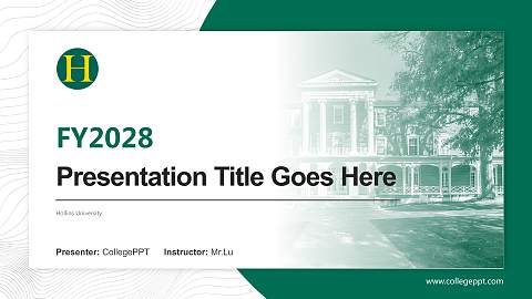 Hollins University Academic Presentation/Research Findings Report PPT Template