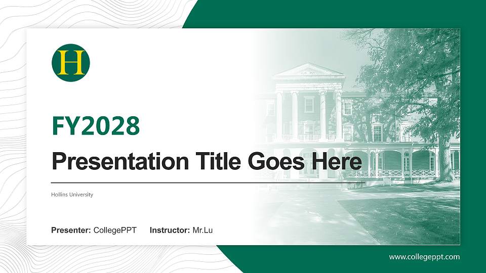 Hollins University Academic Presentation/Research Findings Report PPT Template16:9 ratio PPT effect preview image