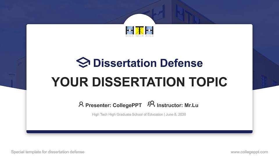 High Tech High Graduate School of Education Graduation Thesis Defense PPT Template16:9 ratio PPT effect preview image