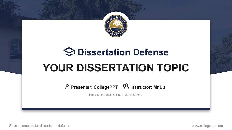 Hobe Sound Bible College Graduation Thesis Defense PPT Template16:9 ratio PPT effect preview image