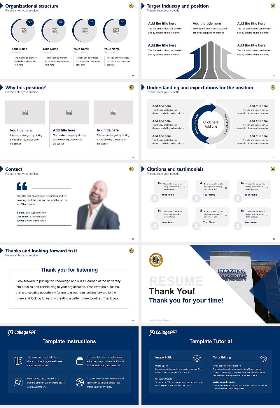 Herzing University-Birmingham Resume PPT Template16:9 ratio PPT effect preview image4