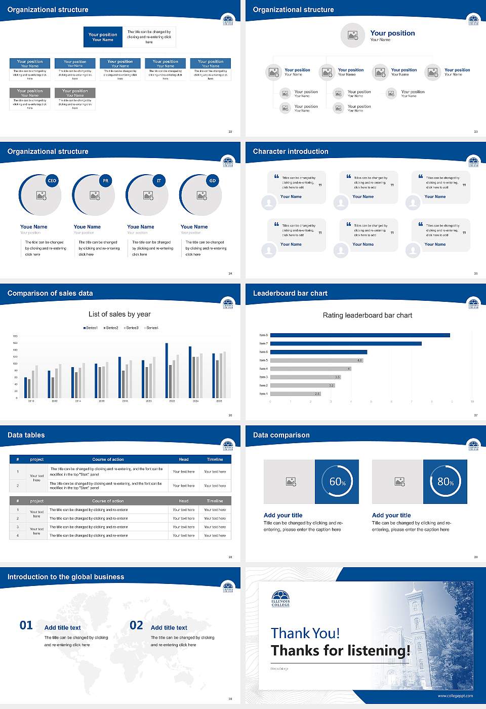 Illinois College Academic Presentation/Research Findings Report PPT Template16:9 ratio PPT effect preview image4