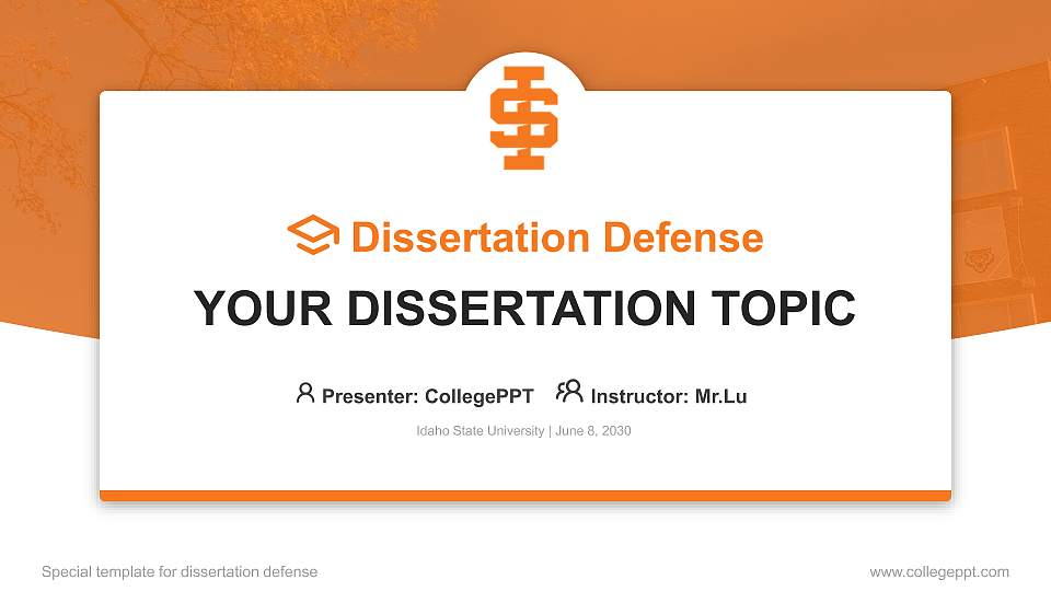 Idaho State University Graduation Thesis Defense PPT Template16:9 ratio PPT effect preview image