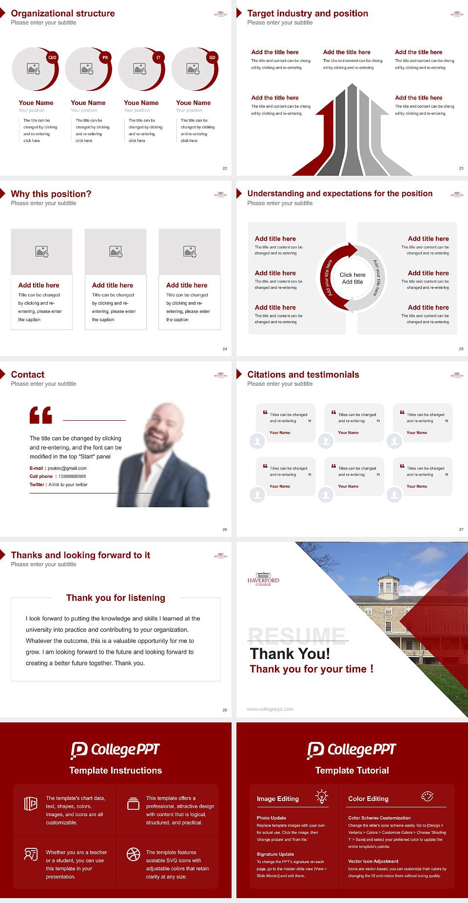 Haverford College Resume PPT Template4:3 ratio PPT effect preview image4