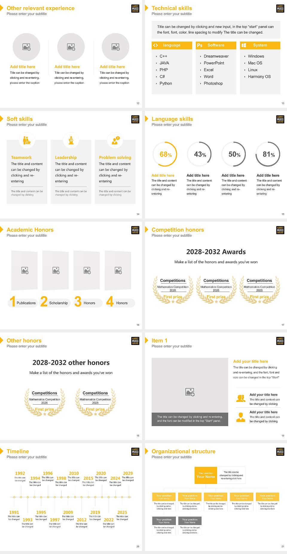 Harvey Mudd College Resume PPT Template4:3 ratio PPT effect preview image3