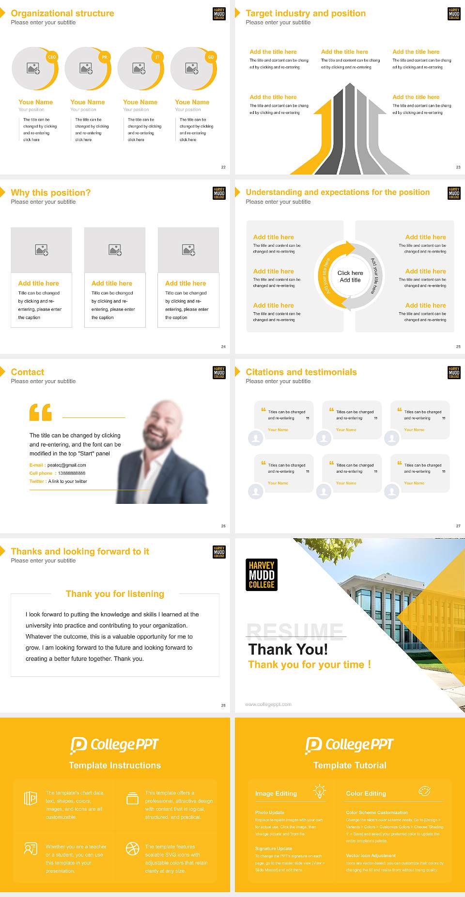 Harvey Mudd College Resume PPT Template4:3 ratio PPT effect preview image4