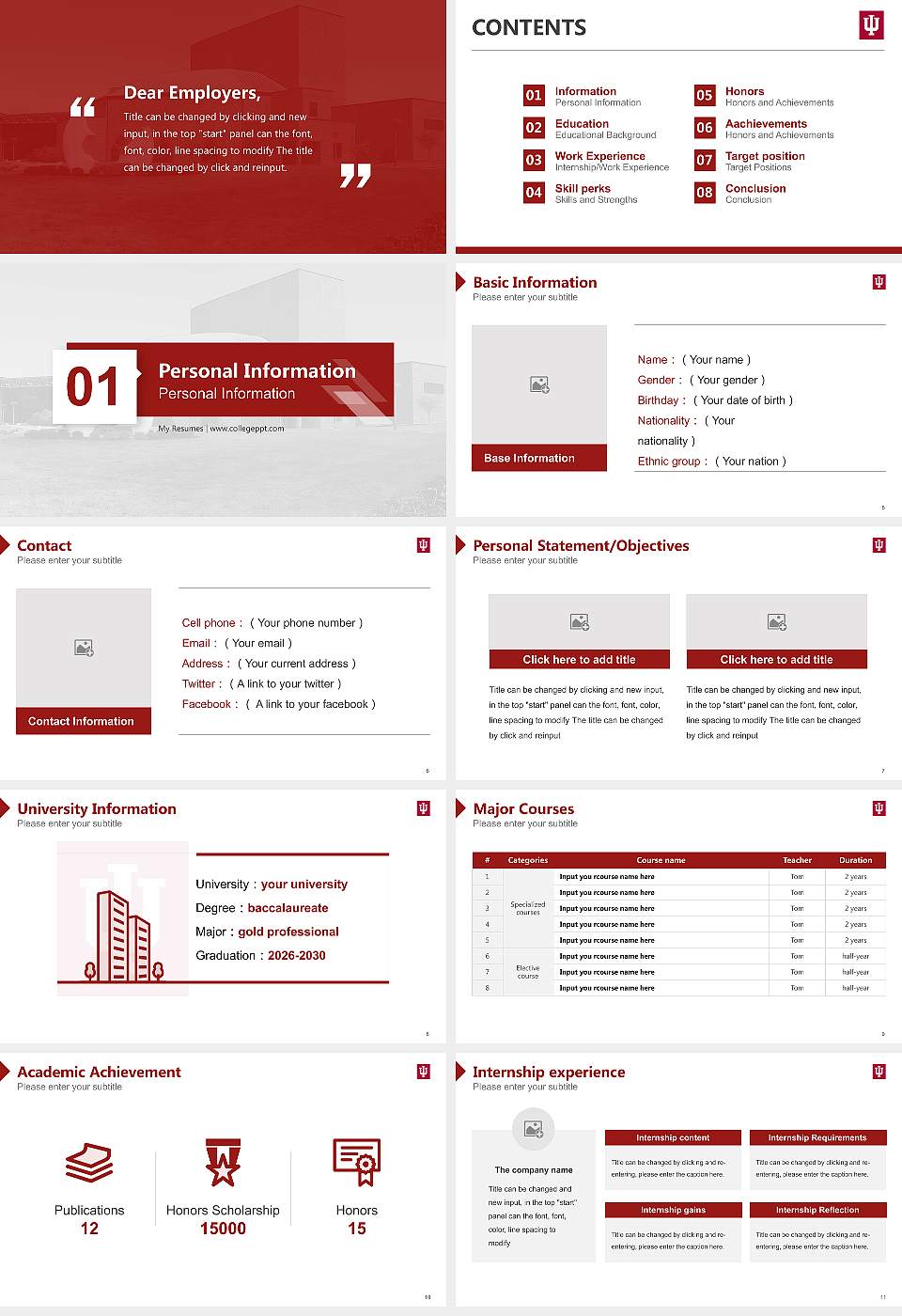 Indiana University-Southeast Resume PPT Template16:9 ratio PPT effect preview image2