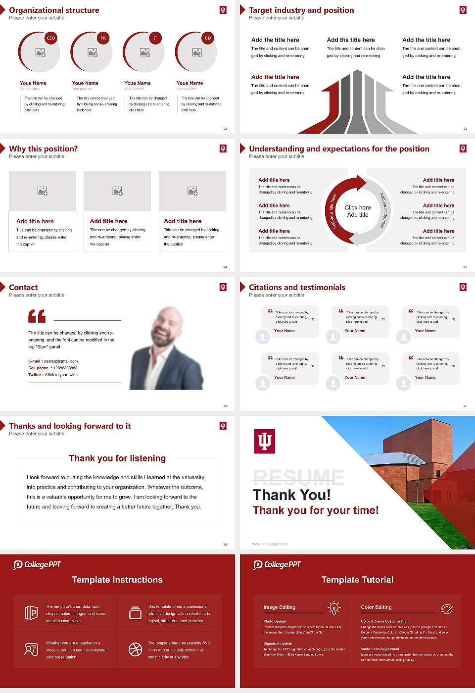 Indiana University-Southeast Resume PPT Template16:9 ratio PPT effect preview image4