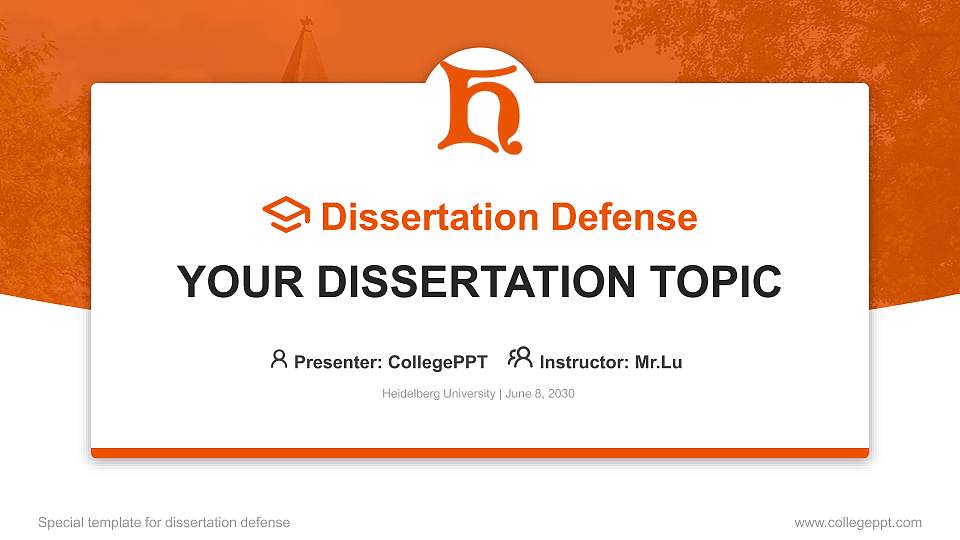 Heidelberg University Graduation Thesis Defense PPT Template16:9 ratio PPT effect preview image