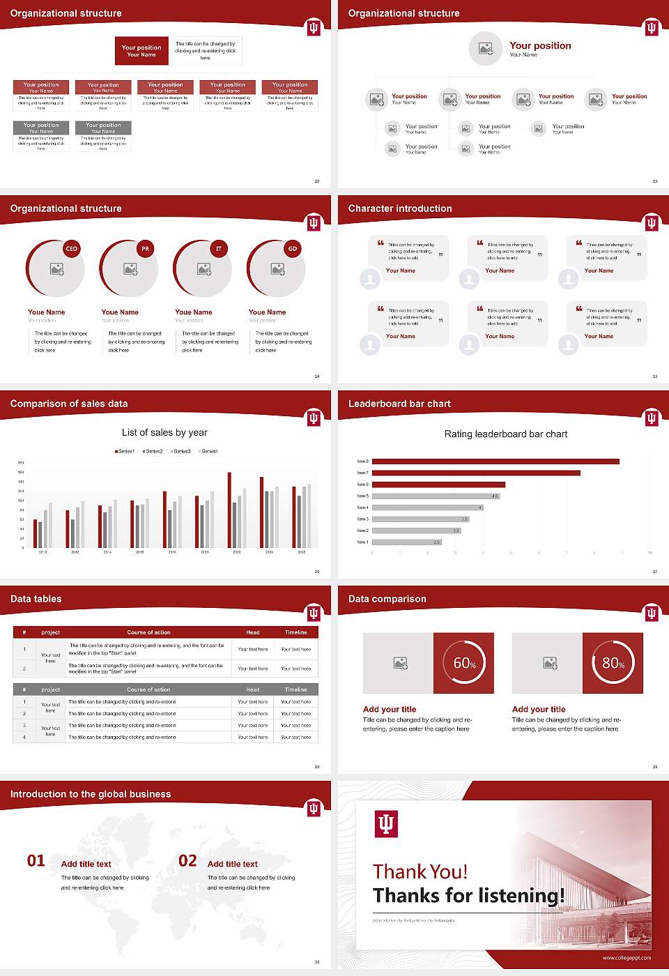Indiana University-Purdue University-Indianapolis Academic Presentation/Research Findings Report PPT Template16:9 ratio PPT effect preview image4