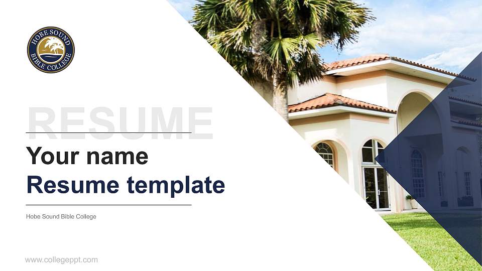 Hobe Sound Bible College Resume PPT Template16:9 ratio PPT effect preview image