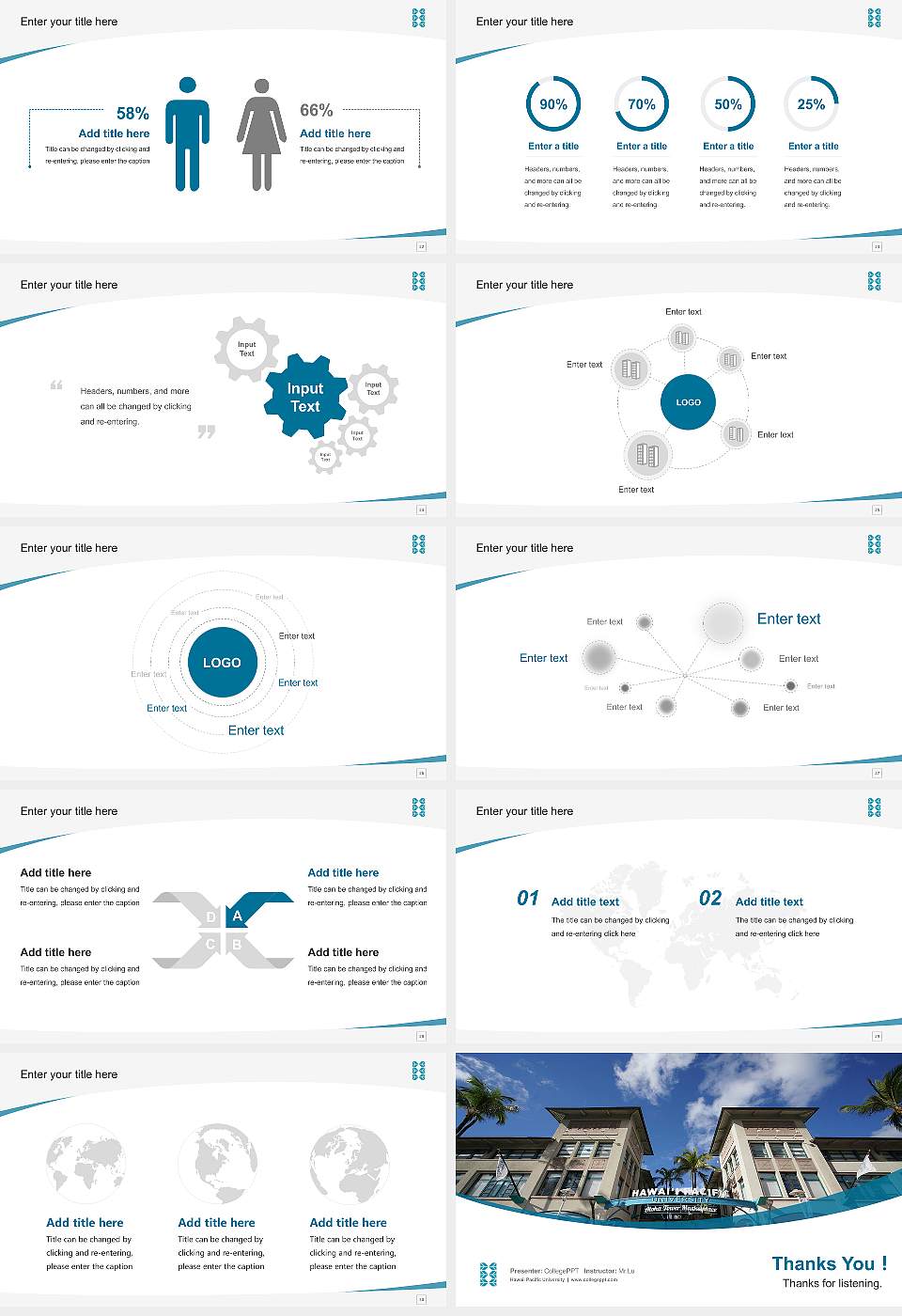 Hawaii Pacific University Course/Courseware Creation PPT Template16:9 ratio PPT effect preview image4