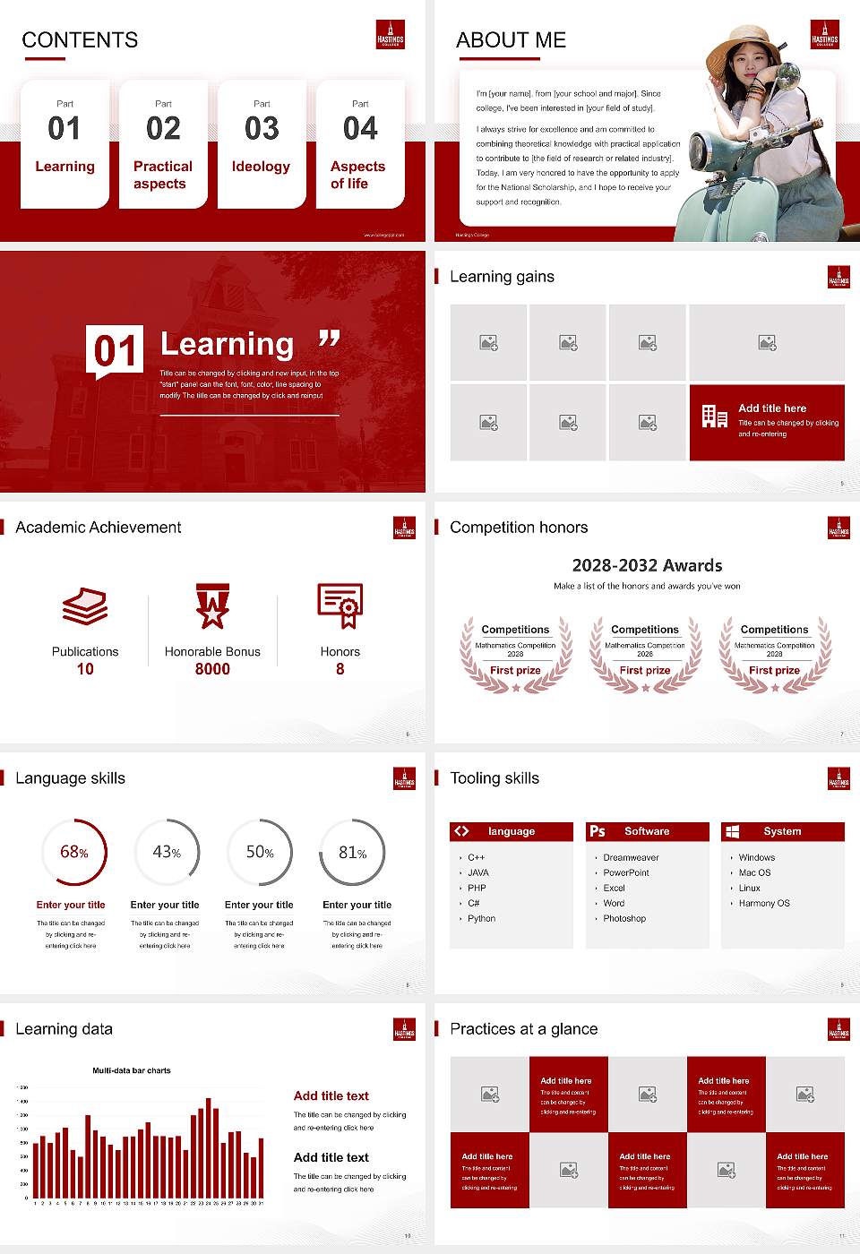 Hastings College National Scholarship Defense PPT Template16:9 ratio PPT effect preview image2