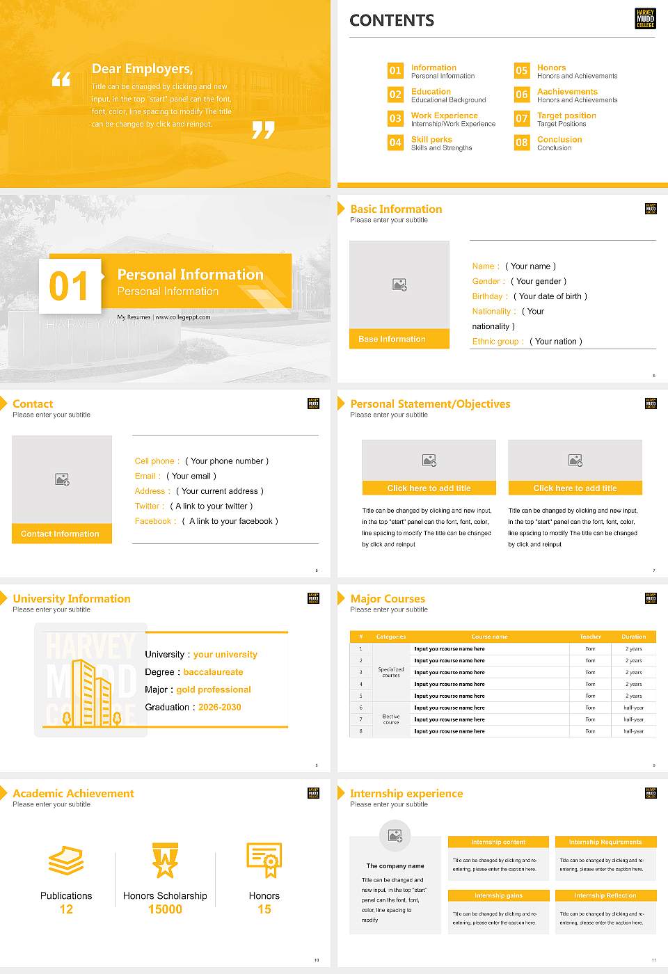 Harvey Mudd College Resume PPT Template16:9 ratio PPT effect preview image2