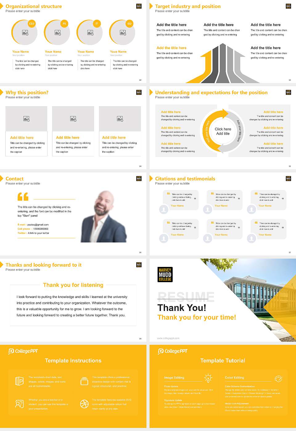 Harvey Mudd College Resume PPT Template16:9 ratio PPT effect preview image4