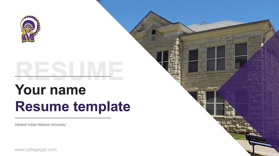 Haskell Indian Nations University Resume PPT Template16:9 ratio PPT effect preview image