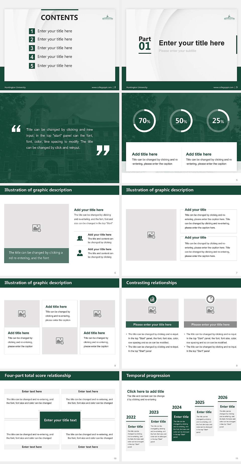 Huntington University Thesis Proposal/Graduation Defense PPT Template4:3 ratio PPT effect preview image2