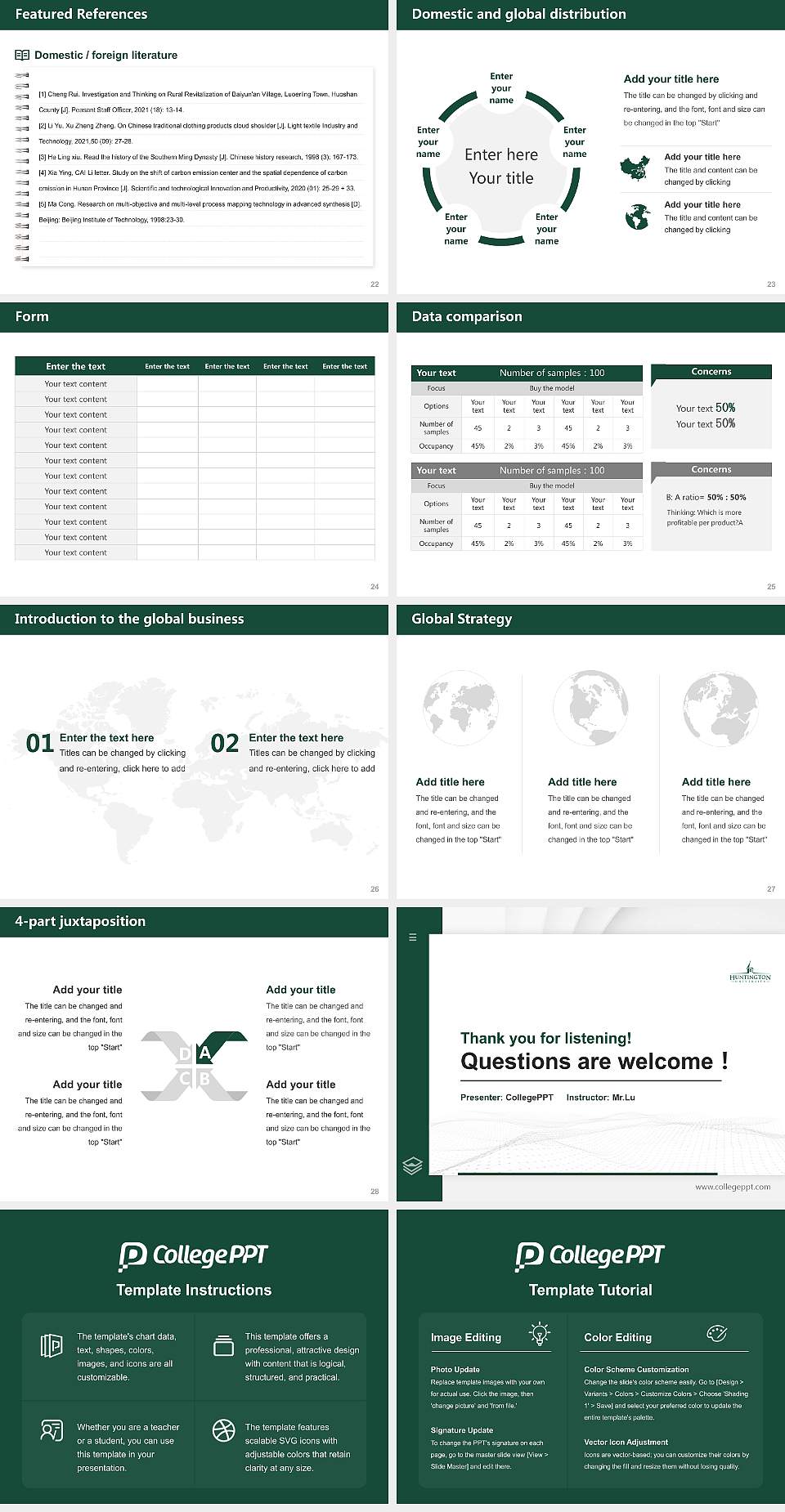 Huntington University Thesis Proposal/Graduation Defense PPT Template4:3 ratio PPT effect preview image4