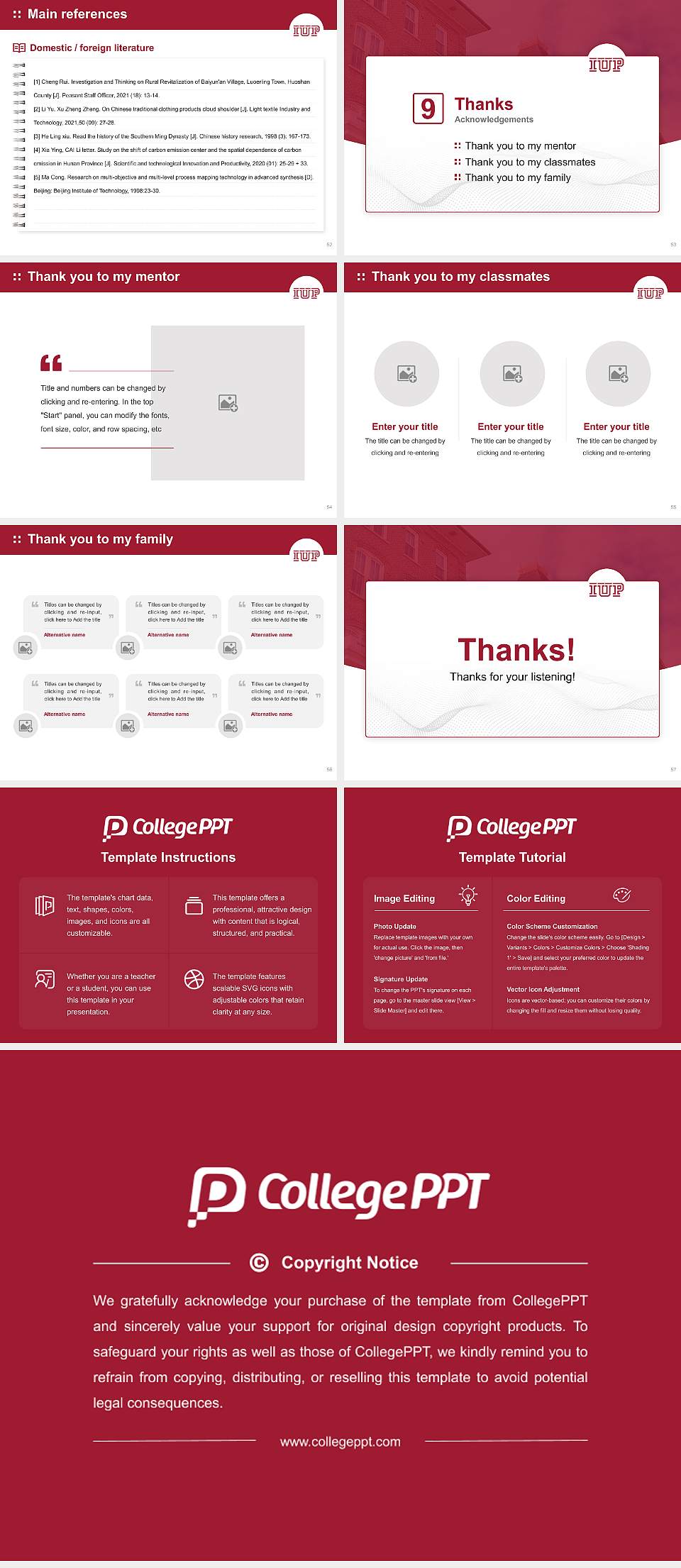 Indiana University of Pennsylvania-Main Campus Graduation Thesis Defense PPT Template4:3 ratio PPT effect preview image7